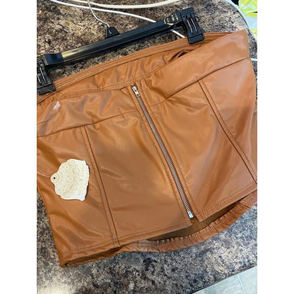 Altard State NEW XL Brown Vegan‎ Leather Crop Corset Tube Top Bralette Cami - Picture 2 of 7